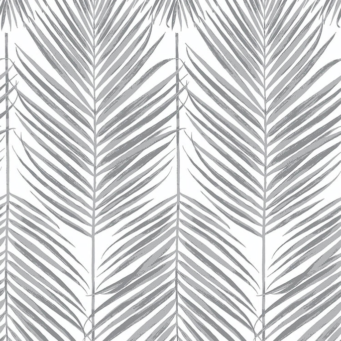 NextWall Peel &amp; Stick Paradise Palm Daydream Gray Wallpaper image 1 of 4