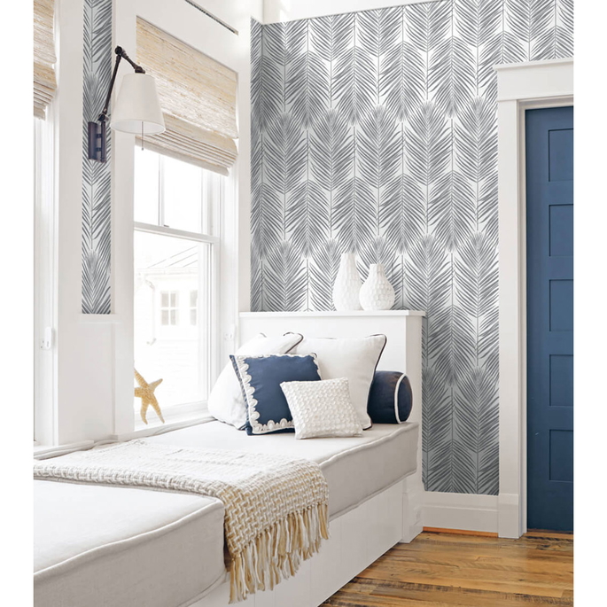 NextWall Peel &amp; Stick Paradise Palm Daydream Gray Wallpaper image 2 of 4