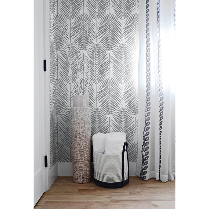 NextWall Peel &amp; Stick Paradise Palm Daydream Gray Wallpaper image 3 of 4