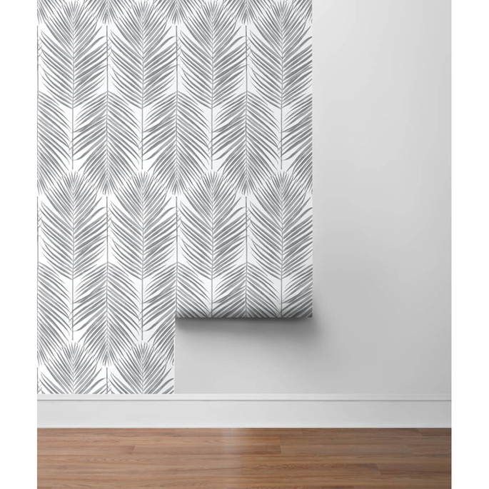 NextWall Peel &amp; Stick Paradise Palm Daydream Gray Wallpaper image 4 of 4