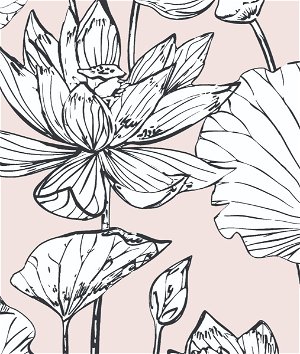 NextWall Peel & Stick Lotus Floral Blush & Ebony Wallpaper