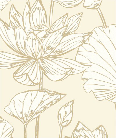 NextWall Peel & Stick Lotus Floral Metallic Gold & Cream Wallpaper
