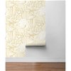 NextWall Peel & Stick Lotus Floral Metallic Gold & Cream Wallpaper - Image 5