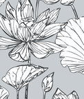 NextWall Peel & Stick Lotus Floral Gray & Ebony Wallpaper
