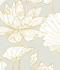 NextWall Peel & Stick Lotus Floral Metallic Gold & Gray Wallpaper