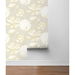NextWall Peel &amp; Stick Lotus Floral Metallic Gold &amp; Gray Wallpaper thumbnail image 5 of 5