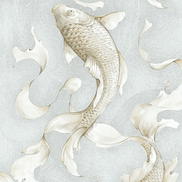 NextWall Peel & Stick Koi Fish Metallic Champagne & Gray Wallpaper