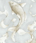 NextWall Peel & Stick Koi Fish Metallic Champagne & Gray Wallpaper