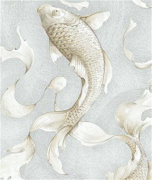 NextWall Peel & Stick Koi Fish Metallic Champagne & Gray Wallpaper