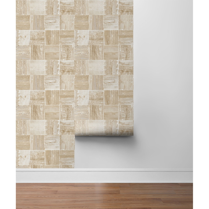 NextWall Peel &amp; Stick Wood Block Wheat Wallpaper image 4 of 4