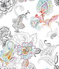 NextWall Peel & Stick Colorful Paisley Multicolored Wallpaper