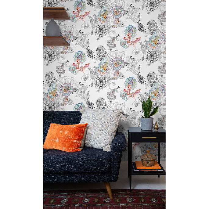 NextWall Peel &amp; Stick Colorful Paisley Multicolored Wallpaper image 3 of 4