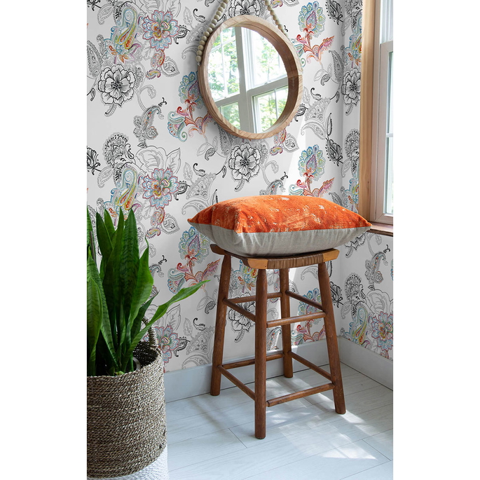 NextWall Peel &amp; Stick Colorful Paisley Multicolored Wallpaper image 4 of 4