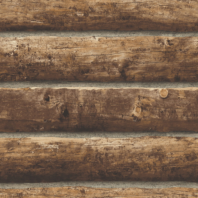 NextWall Peel &amp; Stick Log Cabin Walnut Wallpaper image 1 of 4