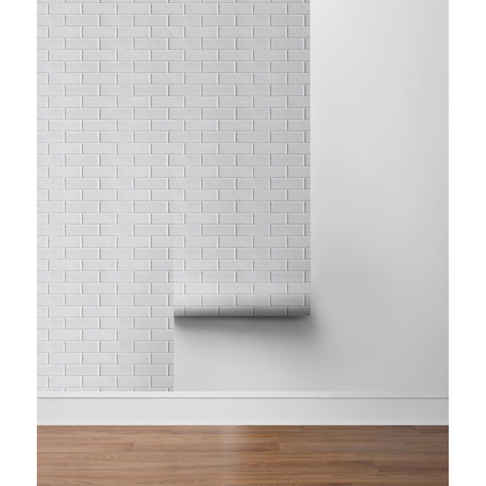 NextWall Peel &amp; Stick Subway Tile Ivory Wallpaper image 3 of 3