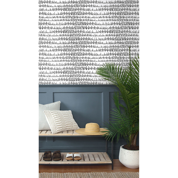 NextWall Peel &amp; Stick Brush Marks Black &amp; White Wallpaper image 3 of 5