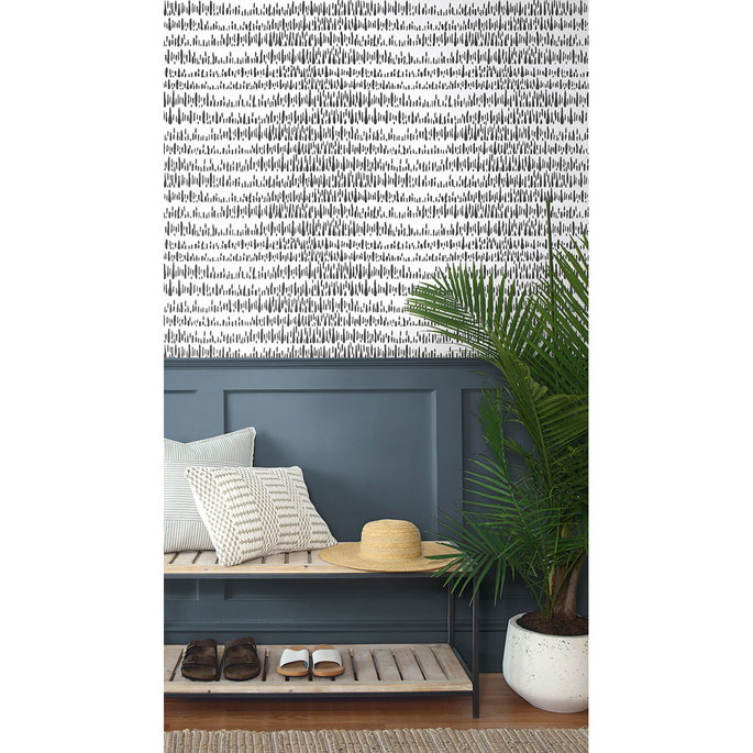 NextWall Peel &amp; Stick Brush Marks Black &amp; White Wallpaper image 3 of 5