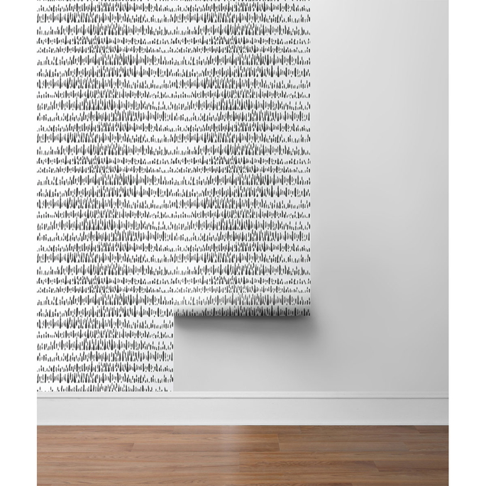 NextWall Peel &amp; Stick Brush Marks Black &amp; White Wallpaper image 5 of 5