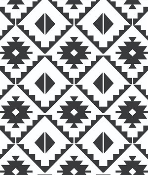 NextWall Peel & Stick Southwest Tile Black & White Wallpaper