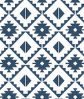 NextWall Peel & Stick Southwest Tile Navy & White Wallpaper