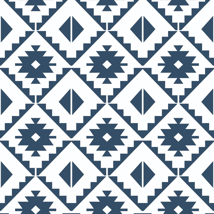 NextWall Peel &amp; Stick Southwest Tile Navy &amp; White Wallpaper image 1 of 4