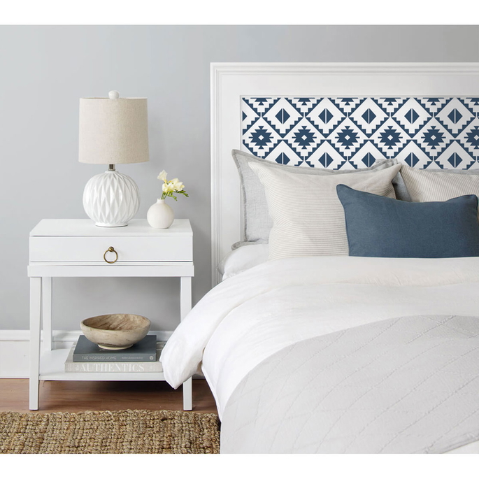 NextWall Peel &amp; Stick Southwest Tile Navy &amp; White Wallpaper image 2 of 4