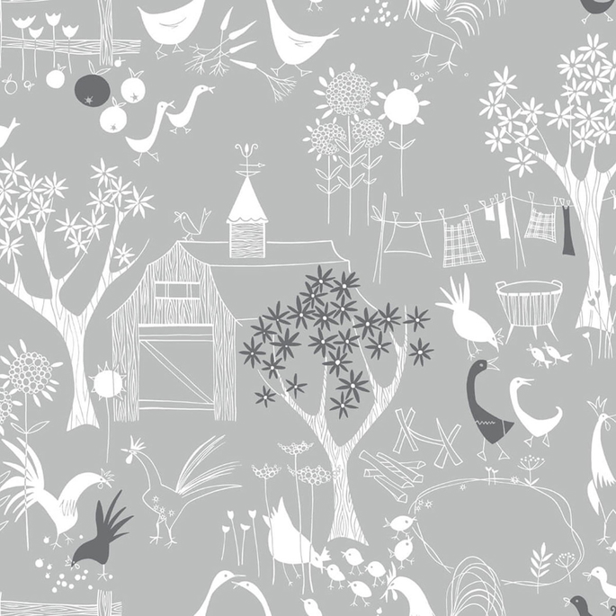 NextWall Peel &amp; Stick Rise &amp; Shine Gray &amp; White Wallpaper image 1 of 5