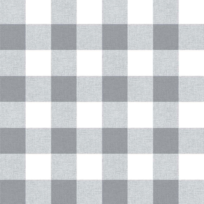 NextWall Peel &amp; Stick Picnic Plaid Gray &amp; White Wallpaper image 1 of 5