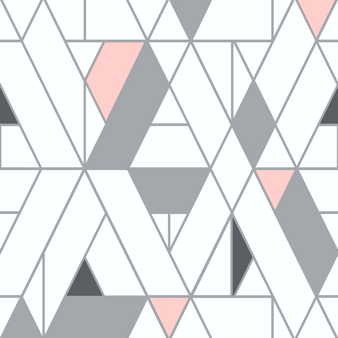 NextWall Peel &amp; Stick Kaleidoscope Pink &amp; Charcoal Wallpaper image 1 of 5