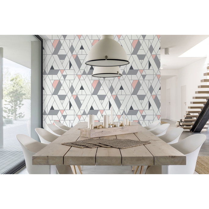 NextWall Peel &amp; Stick Kaleidoscope Pink &amp; Charcoal Wallpaper image 2 of 5