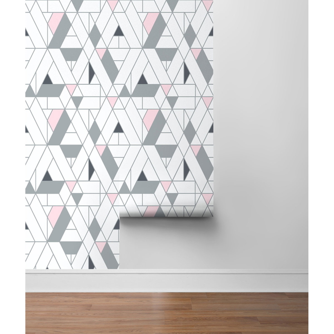 NextWall Peel &amp; Stick Kaleidoscope Pink &amp; Charcoal Wallpaper image 5 of 5