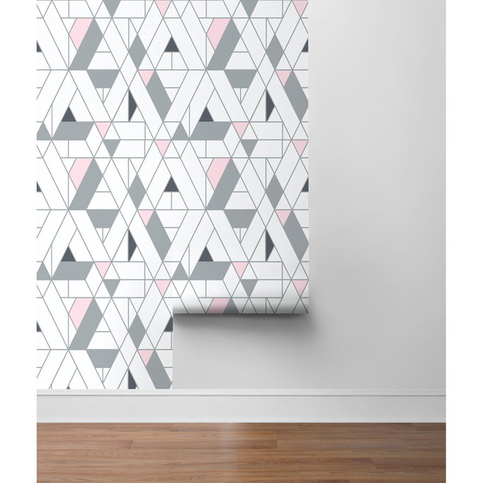 NextWall Peel &amp; Stick Kaleidoscope Pink &amp; Charcoal Wallpaper image 5 of 5