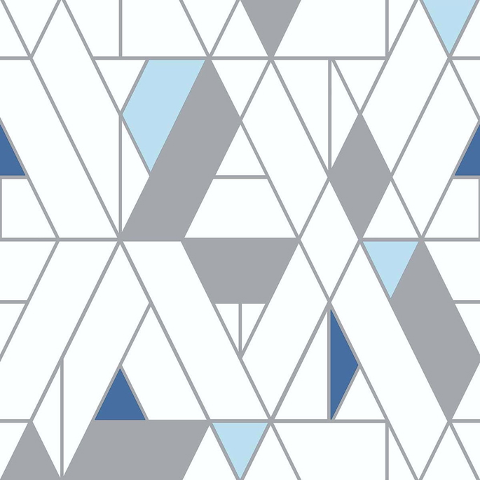 NextWall Peel &amp; Stick Kaleidoscope Blue &amp; Gray Wallpaper image 1 of 5