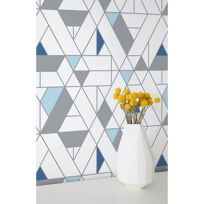 NextWall Peel &amp; Stick Kaleidoscope Blue &amp; Gray Wallpaper image 3 of 5