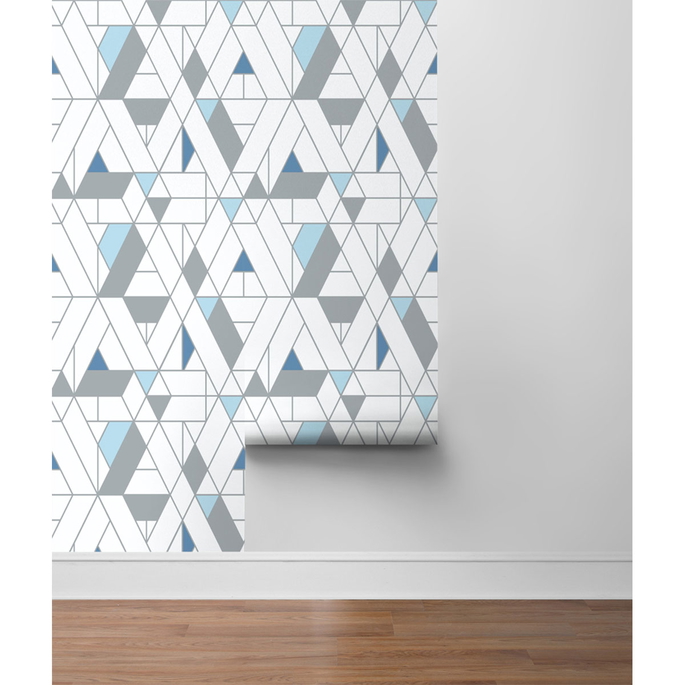 NextWall Peel &amp; Stick Kaleidoscope Blue &amp; Gray Wallpaper image 5 of 5