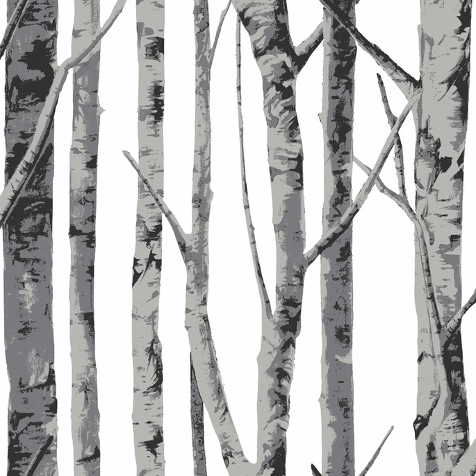 NextWall Peel &amp; Stick Birch Trees Monochrome Wallpaper image 1 of 5