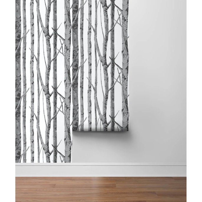 NextWall Peel &amp; Stick Birch Trees Monochrome Wallpaper image 5 of 5
