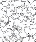 NextWall Peel & Stick Linework Floral Black & White Wallpaper