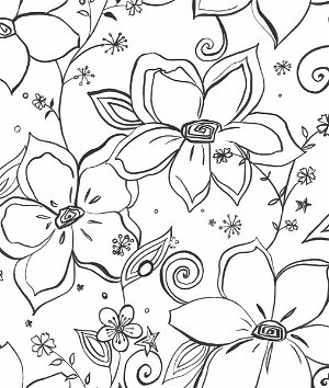NextWall Peel & Stick Linework Floral Black & White Wallpaper