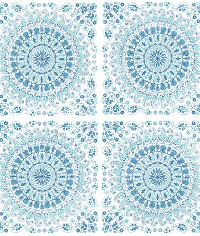 NextWall Peel & Stick Mandala Teal & Blue Wallpaper