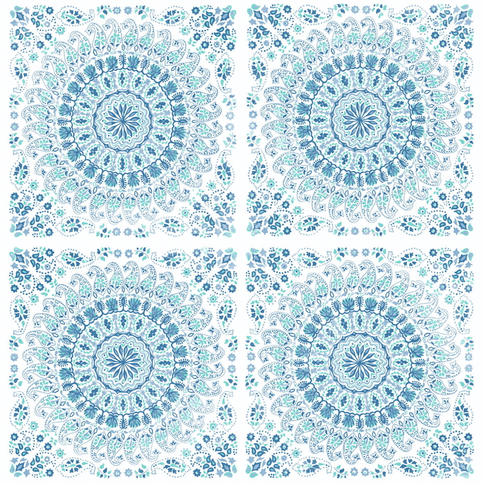 NextWall Peel &amp; Stick Mandala Teal &amp; Blue Wallpaper image 1 of 5