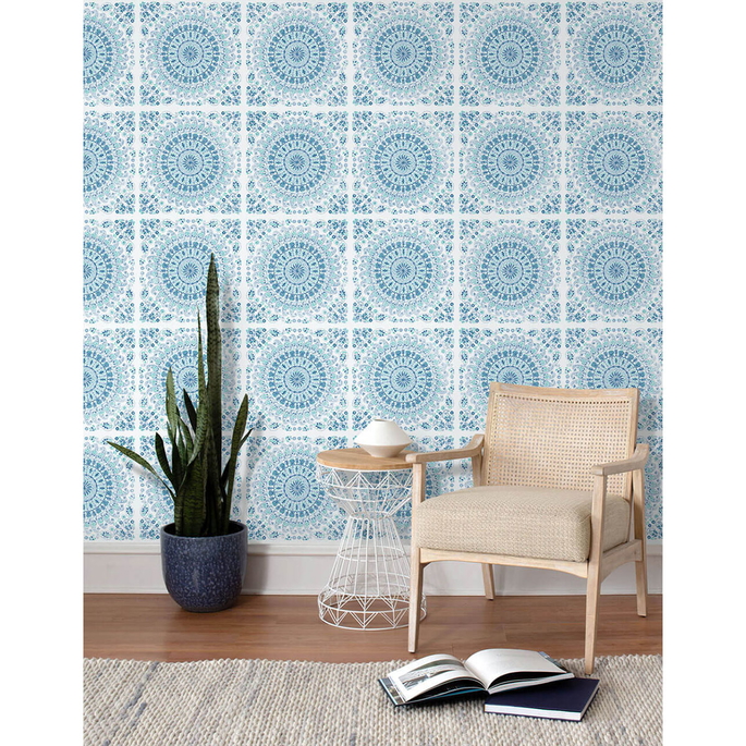 NextWall Peel &amp; Stick Mandala Teal &amp; Blue Wallpaper image 3 of 5