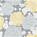 NextWall Peel &amp; Stick Retro Floral Yellow &amp; Gray Wallpaper thumbnail image 1 of 5