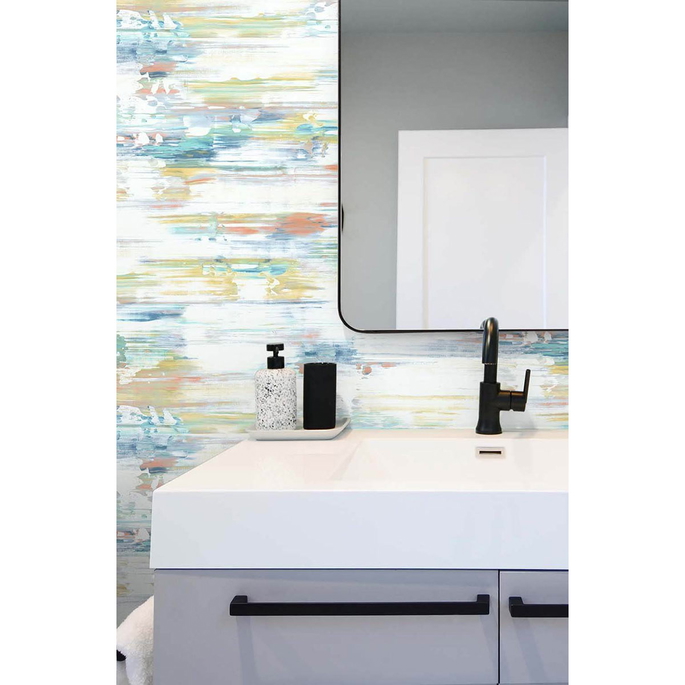 NextWall Peel &amp; Stick Brushed Stripe Multicolored Wallpaper image 2 of 5
