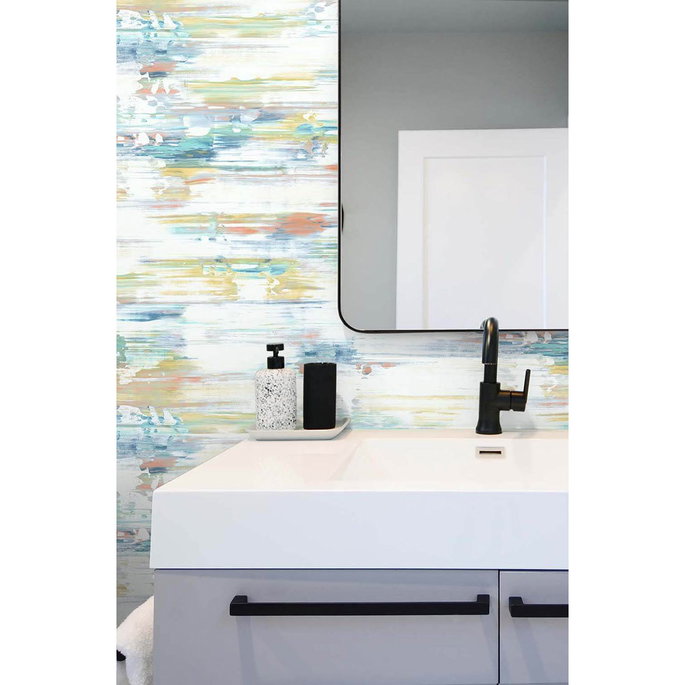 NextWall Peel &amp; Stick Brushed Stripe Multicolored Wallpaper image 2 of 5