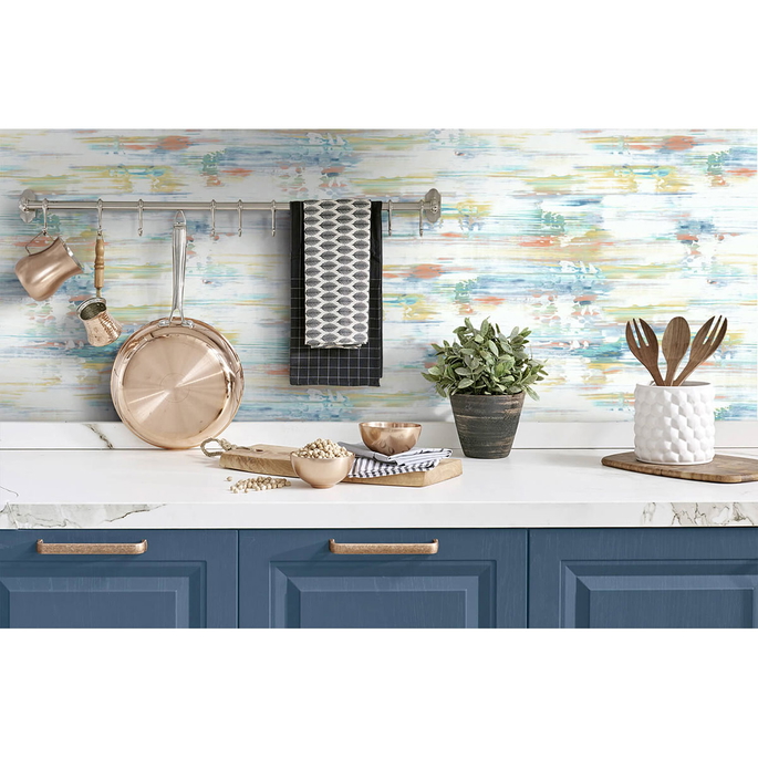 NextWall Peel &amp; Stick Brushed Stripe Multicolored Wallpaper image 4 of 5