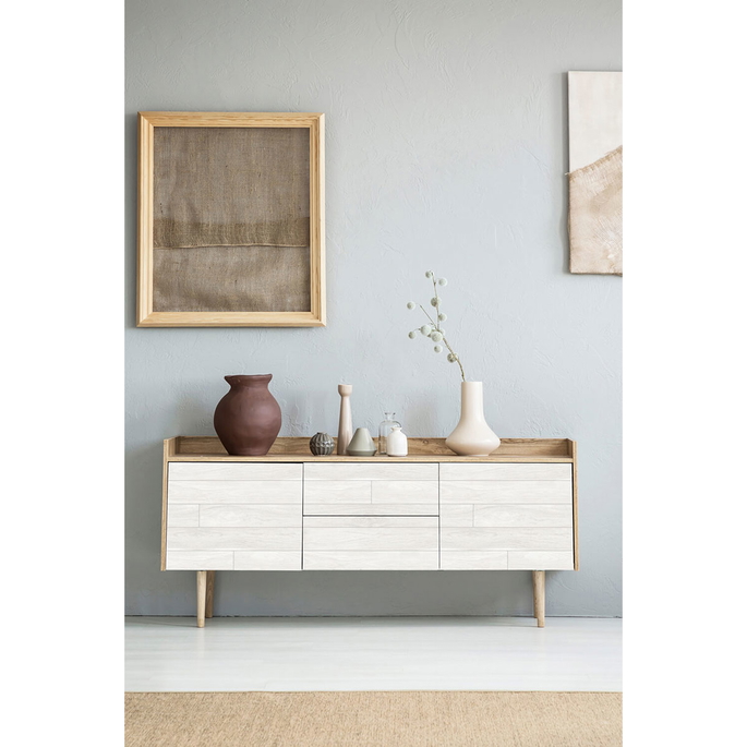 NextWall Peel &amp; Stick Teak Planks Off-White Wallpaper image 4 of 5