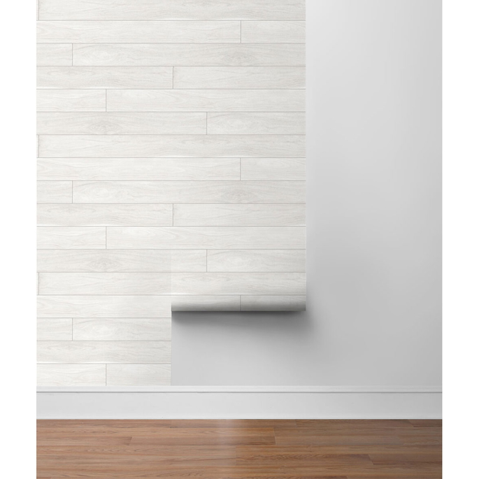 NextWall Peel &amp; Stick Teak Planks Off-White Wallpaper image 5 of 5