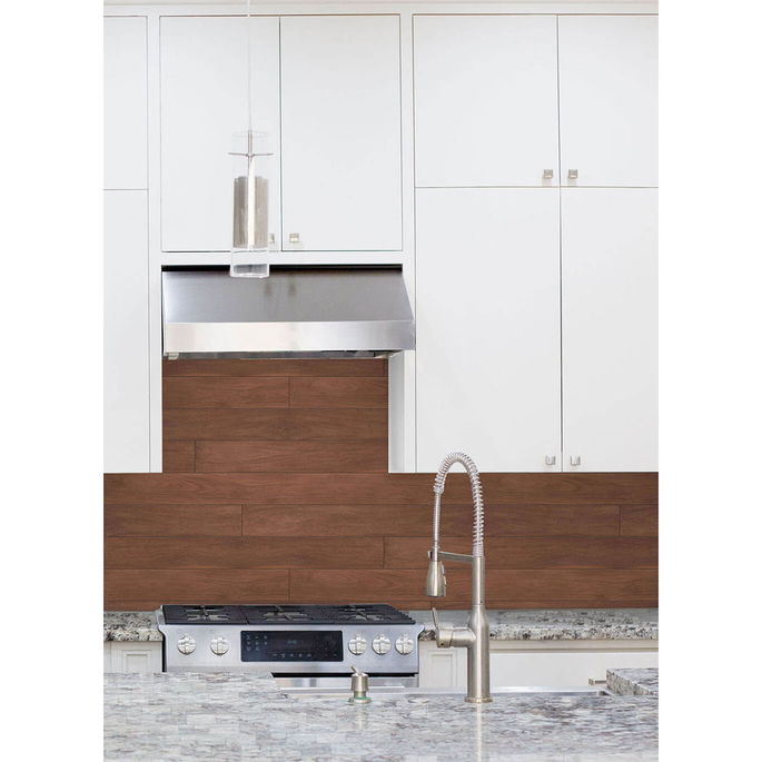 NextWall Peel &amp; Stick Teak Planks Mahogany Wallpaper image 2 of 5