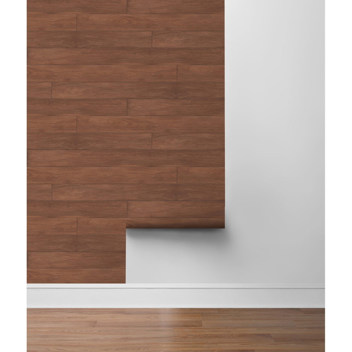 NextWall Peel &amp; Stick Teak Planks Mahogany Wallpaper image 5 of 5